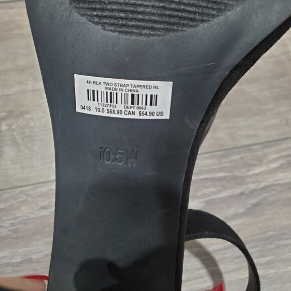 Torrid Womens Sz 10.5W Black Block Heels Open Toe Ankle Straps Suede 4 Inch Heel - Picture 7 of 13